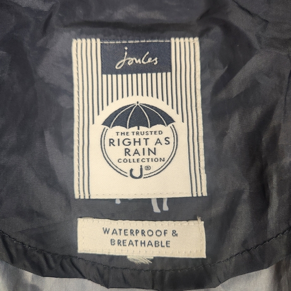 Joules Right As Rain Waterproof Jacket Women 12 AOP Dog Print Navy Coat Packable - Picture 6 of 12